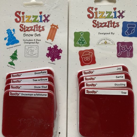 2X SIZZIX SIZZLITS Doodle Dies Christmas Set Dies 4pack 38-9620 & 9701 Scrapbook - Picture 3 of 5